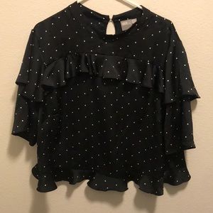 Open back polka dots peplum top